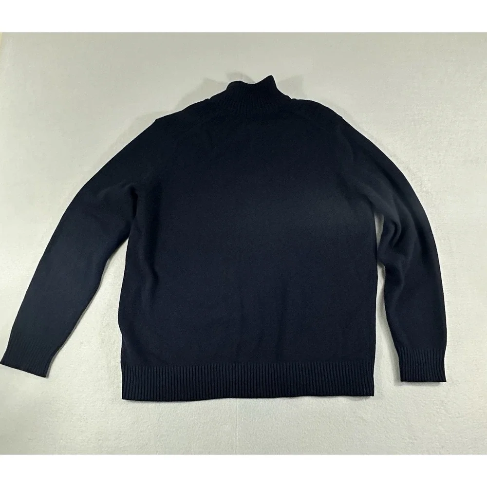 Banana Republic Mens XL Blue Italian Yarn Quarter Zip Pullover Sweater Striped